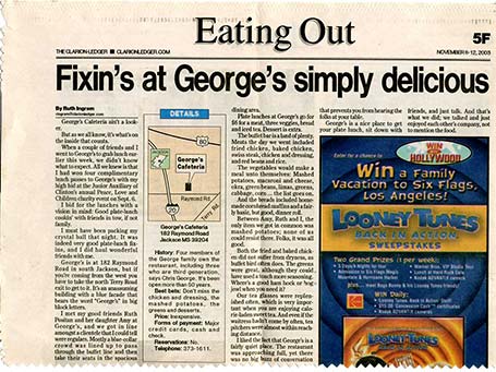 Article in the Clarion Ledger about Catering by George's